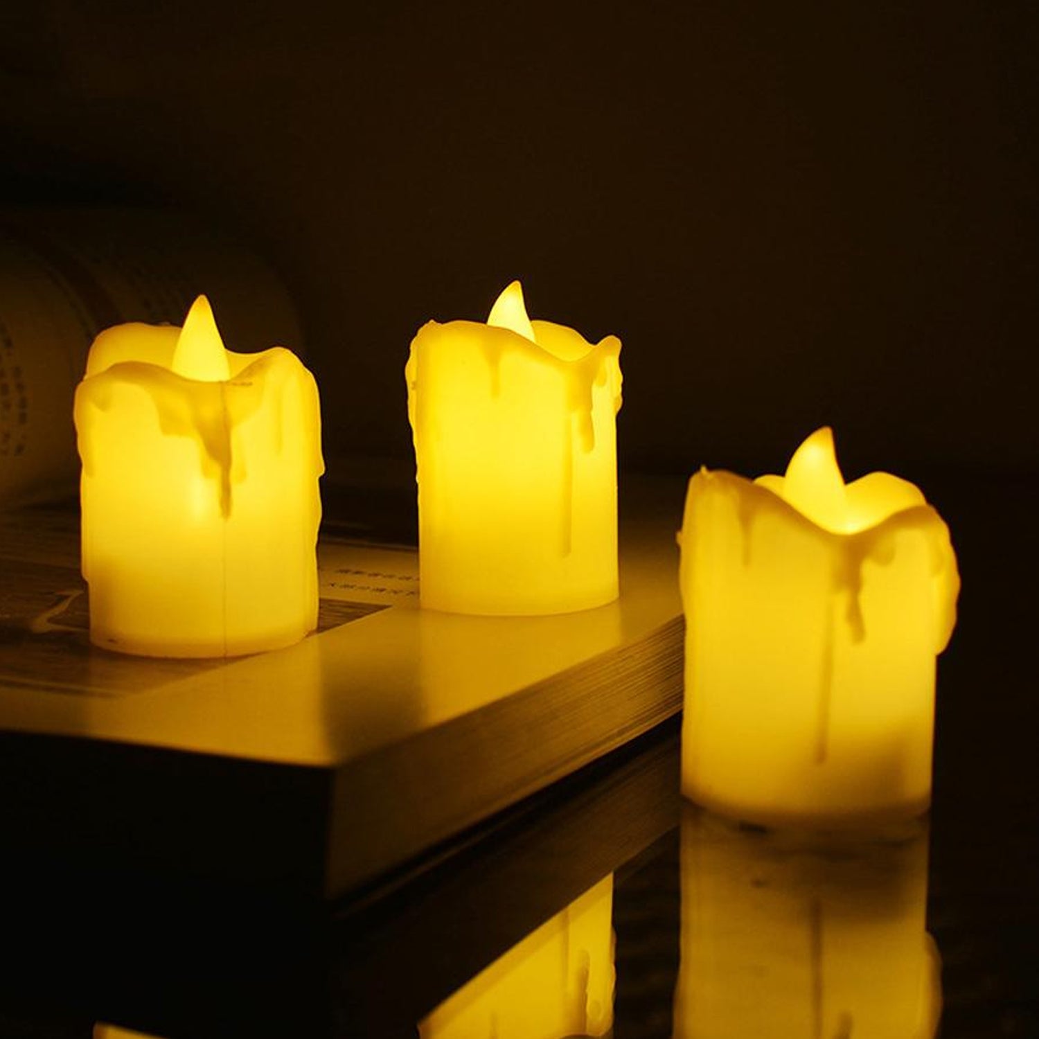 6552 Multicolor Flameless Melted Design Candles for Decoration (Set of 24pc) DeoDap 6552 Multicolor Flameless Melted Design Candles for Decoration (Set of 24pc) DeoDap